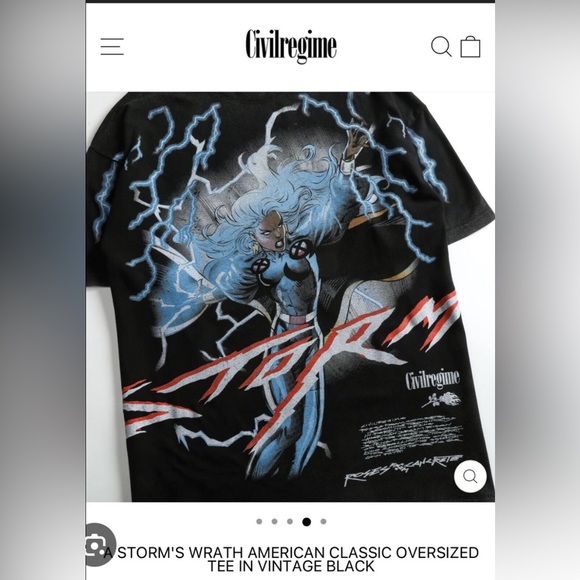 Civil Regime Storm’s Wrath American Classic Oversized Tee in Vintage Black NWT